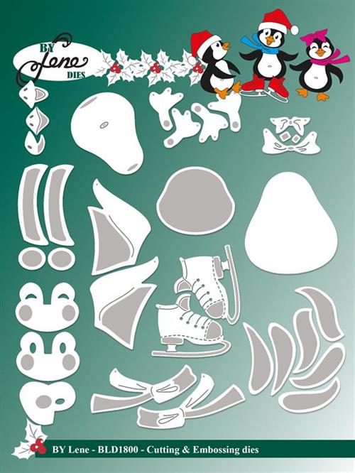 By Lene dies Happy penguines Største 4x4,2cm